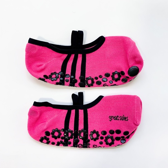 Great Soles Ballet Non Slip Grip Socks for Barre Pilates Yoga Pink Black - Picture 5 of 9